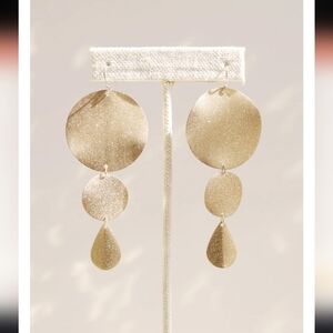 NWT! Anthropologie,  Gold Disc Drop Earrings, MSRP $38